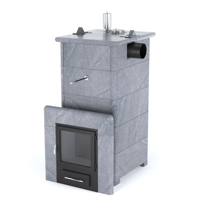Газовая печь для бани ИзиСтим «Сочи» с боковым подключением в кожухе из талькохлорита в Нижневартовске