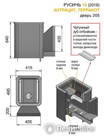 Дровяные печи-каменки Везувий Русичъ Антрацит 16 (205) 2016 в Нижневартовске