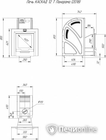 Дровяная банная печь Теплодар Каскад-12 Т Панорама (2018) в Нижневартовске