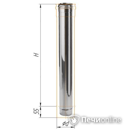 Дымоход Феррум Дымоход нержавейка 08 d-200 L=1м в Нижневартовске
