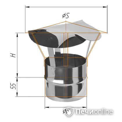 Дымоход Феррум Зонт нержавеющий 0.5 d-150 по воде в Нижневартовске