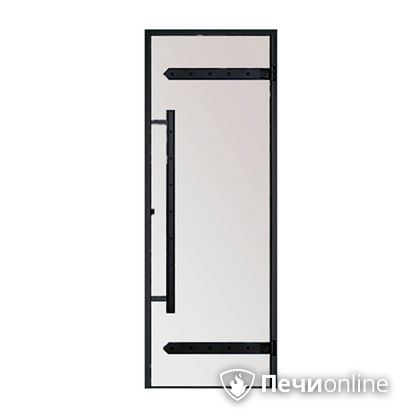 Дверь для бани Harvia Стеклянная дверь для сауны LEGEND 7/19 черная коробка сосна сатин D71905МL в Нижневартовске
